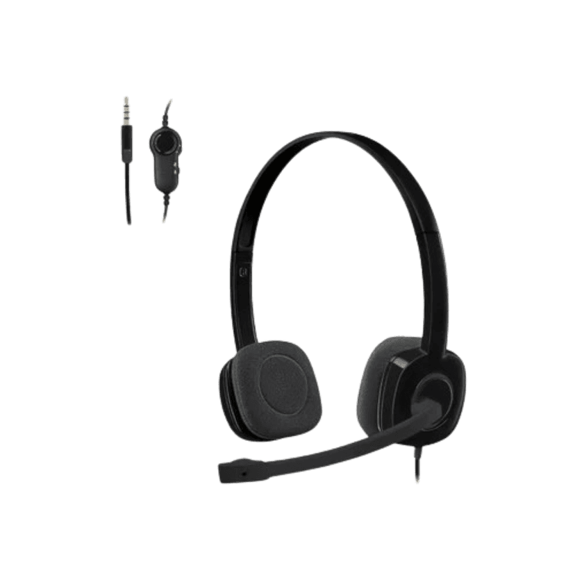 Logitech H151 Stereo Headset Black | 3.5mm Single Port Headphones with Microphone ( Pre-owned )